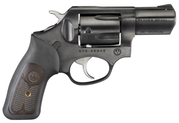 Ruger 15702 SP101  357 Mag 5rd 2.25" Blued Steel Barrel, Cylinder & Frame, Black Rubber w/Wood Insert Grip, Transfer Bar Safety, Exposed Hammer