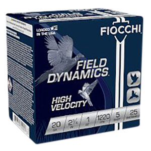 Fiocchi 20HV5 Field Dynamics High Velocity 20Gauge 2.75" 1oz 5Shot 25 Per Box/10 Case