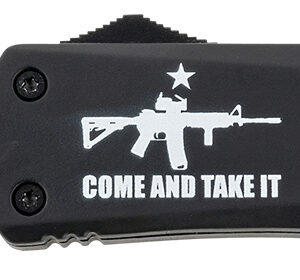 Templar Knife LAR15431 Gen II Come And Take It Large 3.50" OTF Dagger Part Serrated Black Oxide Stonewashed 440C SS Blade, 5.25" Black w/ "Come And Take It" AR-15 Gun Aluminum Handle, Glass Breaker