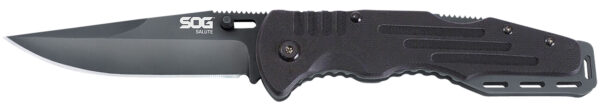 S.O.G SOG-FF11-CP Salute  3.62" Folding Clip Point Plain Black Hardcased 8Cr13MoV SS Blade Black G10 Handle Includes Belt Clip