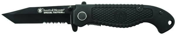 Smith & Wesson Knives CKTACBSCP Special Tactical  3.50" Folding Part Serrated Stainless Steel Blade 4.60" Black