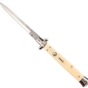 Steel River Knives CISID Spartan  6" Italian Dagger Polished Blade 7" Ivory Synthetic Handle Side Open