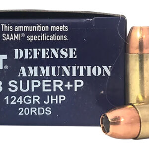 DoubleTap Ammunition 38SU124CT Doubletap Defense 38Super+P 124gr Jacket Hollow Point 20 Per Box/10 Case
