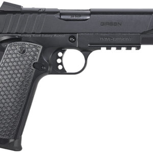 Girsan 391049 MC1911 S Influencer Full Size 38 Super 9+1 5" Blued Steel Barrel, Black Optic Ready/Serrated Steel Slide & Frame w/Picatinny Rail & Beavertail, Black Polymer Grip