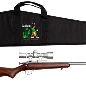 Crickett KSA2238BSC My First Rifle Package 22 S/L/LR Single Shot 16.10" Stainless Steel Barrel & Receiver, American Walnut Fixed Stock, 4x32 Scope