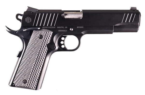 Alpha Foxtrot AA01X1CND-XQBK10-GGC AF1911 Enhanced 9mm Luger 10+1 4.25" Black QPQ Stainless Steel Serrated Slide, Black QPQ Stainless Steel Frame w/Beavertail, Checkered Polymer Grip