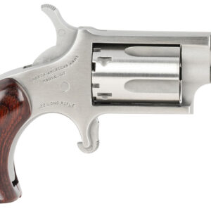 North American Arms 22LRGBG Mini-Revolver  Sports South Exclusive 2 LR 5 Shot 1.13" Stainless Steel Barrel, Frame & Cylinder, Wood Boot Grip, Exposed Hammer