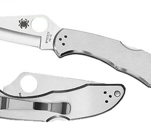 Spyderco C11P Delica 4  2.95" Folding Drop Point Plain VG-10 SS Blade/ Stainless Steel Handle Includes Pocket Clip
