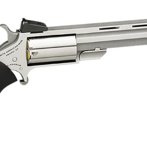 North American Arms MMTL Mini-Master *CA Compliant 22 LR 5 Shot 4" Stainless Steel Vent Rib Barrel, Stainless Steel Frame, Stainless Cylinder, Black Finger Grooved Rubber Grip, Exposed Hammer