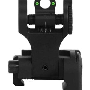 Troy Ind SSIGFBSRTBT00 Tritium Rear Folding BattleSight Round  Black Hardcoat Anodized for AR-15