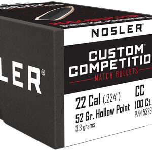 NOSLER BULLETS 22 CAL .224 - 52GR HP-BT CUSTOM COMP. 100CT