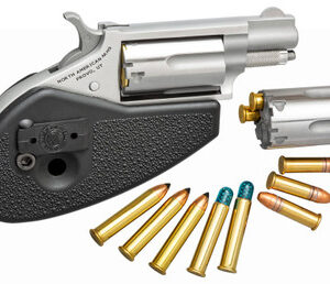North American Arms NAA-22MSC-HG Mini Revolver .22WMR 5 Rounds 1.13" SAO Stainless/Holster Grip W/ .22 LR Conversion Cylinder