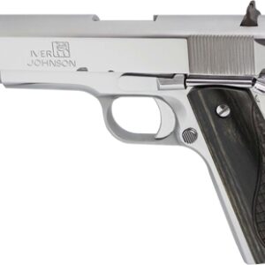 IVER JOHNSON 1911A1 38 SUPER - 5" FS 9RD CHROME BLACK WOOD
