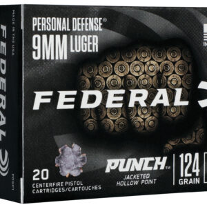 FEDERAL 9MM LUGER 124GR PUNCH JHP 20 RD/BX 10 BX/CS