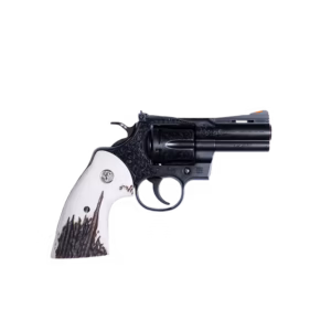 COLT PYTHON 357MAG REVOLVER 3" DEEP ENGRAVED, STAG GRIPS, 1 OF 200