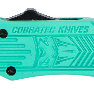 CobraTec Knives STFCTK1SDS CTK-1  Small 2.75" OTF Drop Point Part Serrated D2 Steel Blade/ Tiffany Blue Aluminum Handle Features Glass Breaker Includes Pocket Clip
