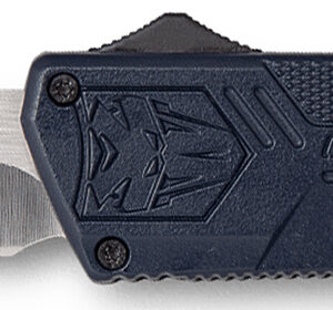 CobraTec Knives NYCTLWDNS Lightweight  3.25" OTF Drop Point Plain D2 Steel Blade/NYPD Blue Aluminum Handle Includes Pocket Clip