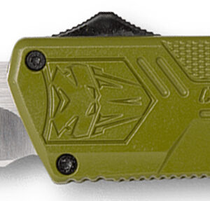 CobraTec Knives ODCTLWDNS Lightweight  3.25" OTF Drop Point Plain D2 Steel Blade/OD Green Aluminum Handle Includes Pocket Clip