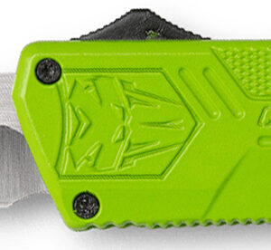 CobraTec Knives ZBGCTLWDNS Lightweight  3.25" OTF Drop Point Plain D2 Steel Blade/Zombie Green Aluminum Handle Includes Pocket Clip