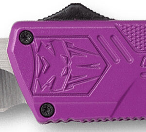 CobraTec Knives PURCTLWDNS Lightweight  3.25" OTF Drop Point Plain D2 Steel Blade/Purple Aluminum Handle Includes Pocket Clip
