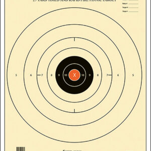 Action Target B8POC100 Competition NRA Time & Rapid Fire Bullseye Paper 25 yds 21" x 24" Black/White 100 Per Box