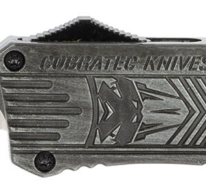 CobraTec Knives LSWCTK1LDNS CTK-1  Large 3.75" OTF Drop Point Plain D2 Steel Blade/ Stonewashed Aluminum Handle Features Glass Breaker Includes Pocket Clip