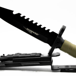 Humvee Adventure Gear HMVKFXB01 Next-Gen Survival Knife  7.50" Fixed Sawback Plain Black Stainless Steel Blade/OD Green Textured Rubber Handle Includes Sheath