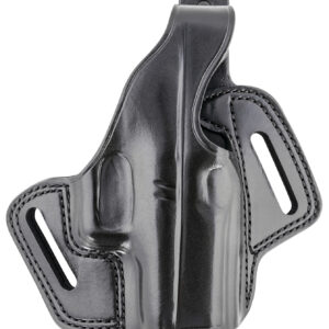 Galco FL800RB Fletch  OWB Black Leather Belt Slide Compatible w/Glock 43/43X, Springfield  Hellcat Belt Up to 1.75" Wide Right Hand