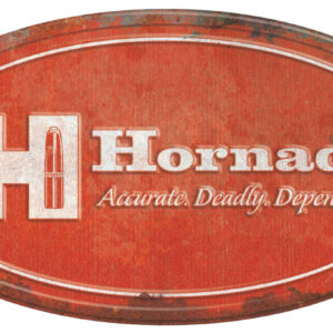 Hornady 99144 Oval Sign Rustic Red White Aluminum 12" x 18"