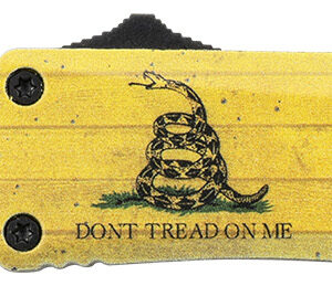 Templar Knife S-DTOM-23-1 Gen II Don't Tread On Me Small 2.69" OTF Plain Black Oxide 440C SS Blade, 4.25" Yellow w/Flag & "Don't Tread On Me" Aluminum Handle, Glass Breaker