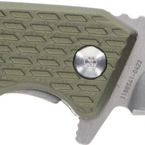 Schrade 1159317 Tenacity  Folding Modified Drop Point Part Serrated Satin AUS-10A SS Blade, Green Aluminum Handle