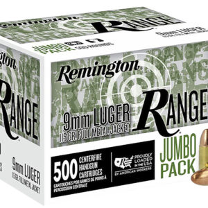 Remington Ammunition R27779 Range Jumbo Pack 9mmLuger 115gr Full Metal Jacket 500/Box
