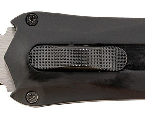 Steel River Knives A163BD Spartan  3.50" OTF Dagger Plain Black/Silver 440C SS Blade/ Black w/Carbon Fiber Inlay Aluminum Zinc Alloy Handle