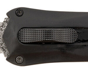 Steel River Knives A163BDD Spartan  3.50" OTF Dagger Plain Damascus 440C SS Blade/Black w/Carbon Fiber Inlay Aluminum Zinc Alloy Handle