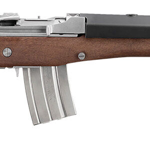 Ruger 5895 Mini-14  223 Rem/5.56 NATO 20+1 18.50" Matte Stainless Threaded Barrel, Matte Stainless Picatinny Rail  Receiver, Walnut/Stainless Wood Side Folding Side Folding Stock, Black Polymer Grip