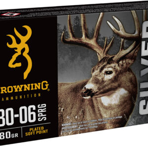 Browning Ammo B192630061  Silver 30-06Springfield 180gr Plated Soft Point 20 Per Box/10 Case