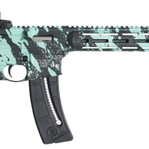 Smith & Wesson 12066 M&P15-22 Sport 22 LR Caliber with 25+1 Capacity, 16.50" Black Barrel, Overall Robin Egg Blue Platinum Finish & 6 Position CAR Stock Right Hand