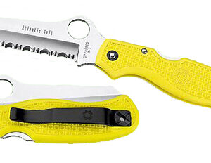 Spyderco C89SYL Atlantic Salt  3.69" Folding Sheepsfoot Serrated H2 Steel Blade, Yellow FRN Handle, Includes Pocket Clip