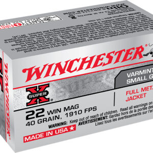 Winchester Ammo X22M Super X  22WMR 40gr Full Metal Jacket 50 Per Box/40 Case