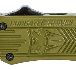 CobraTec Knives SODCTK1SDNS CTK-1  Small 2.75" OTF Drop Point Plain D2 Steel Blade/OD Green Aluminum Handle Features Glass Breaker Includes Pocket Clip