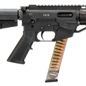 Freedom Ordnance FX9P4 FX-9  9mm Luger 31+1 4.50" Black Nitride Chromoly Steel Barrel Black Hard Coat Anodized Black KAK Shockwave Pistol Brace Black Polymer Grips Right Hand