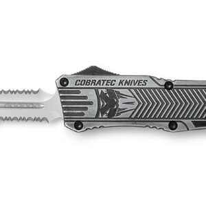 CobraTec Knives LSWCTK1LDG2SS CTK-1  Large 3.75" OTF Dagger Part Serrated D2 Steel Blade/ Stonewashed Aluminum Handle Features Glass Breaker Includes Pocket Clip