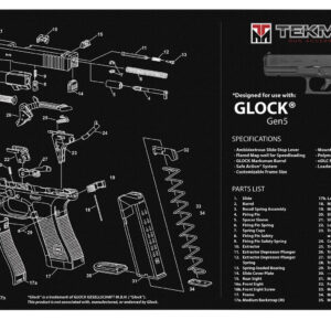 TekMat TEKR17GLOCKG5 Glock Gen5 Cleaning Mat Black/White Rubber 11"x17" Glock Gen5 Parts Diagram