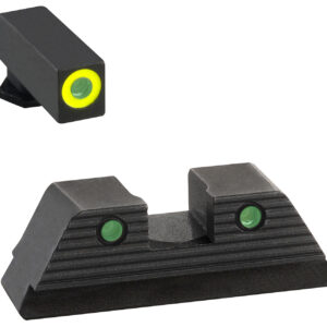 AmeriGlo GL820 Trooper Sight Set for Glock  Green Tritium Lumigreen Outline Front Sight-Green Tritium Black Outline Rear Sight