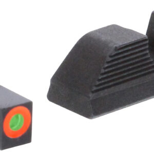 AmeriGlo GL5353 Protector Sight Set for Glock  Green Tritium Orange Outline Front Sight-Black Serrated Rear Sight