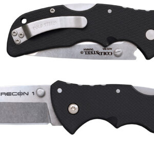 Cold Steel CS27BAT Recon 1 Mini 3" Folding Tanto Plain Stonewashed AUS-10A SS Blade/ Black Textured GRN Handle