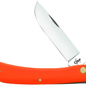 Case 80512 Sod Buster  3.30" Folding Skinner Plain Mirror Polished Tru-Sharp SS Blade, Smooth Orange Synthetic Handle