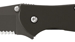 Kershaw 1660CKTST Leek  3" Folding Modified Drop Point Part Serrated Black DLC 14C28N Steel Blade Black DLC 410 Stainless Steel Handle Includes Pocket Clip