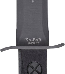 Ka-Bar EK44 Ek Model 4 6.63" Fixed Double Edge Spear Point Plain Stonewashed 1095 Cro-Van Blade, Black GRN Handle, Includes Sheath