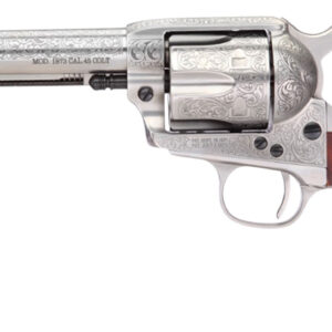Taylors & Company 550929 1873 Cattleman 357 Mag Caliber with 5.50" Barrel, 6rd Capacity Cylinder, Overall White Floral Engraved Finish Steel & Walnut Grip